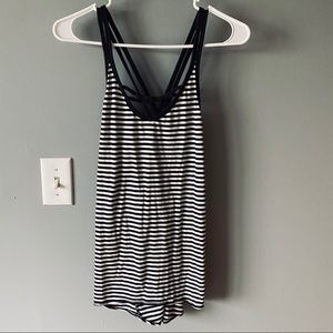Strappy black and white striped tank top